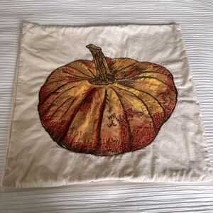 Used Pottery Barn Oversized Pumpkin Embroidered 20 x 20" Pillow Cover